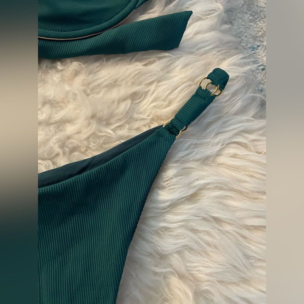 Poema Swim Green Ribbed Bikini Set XL/S - Picture 4 of 7